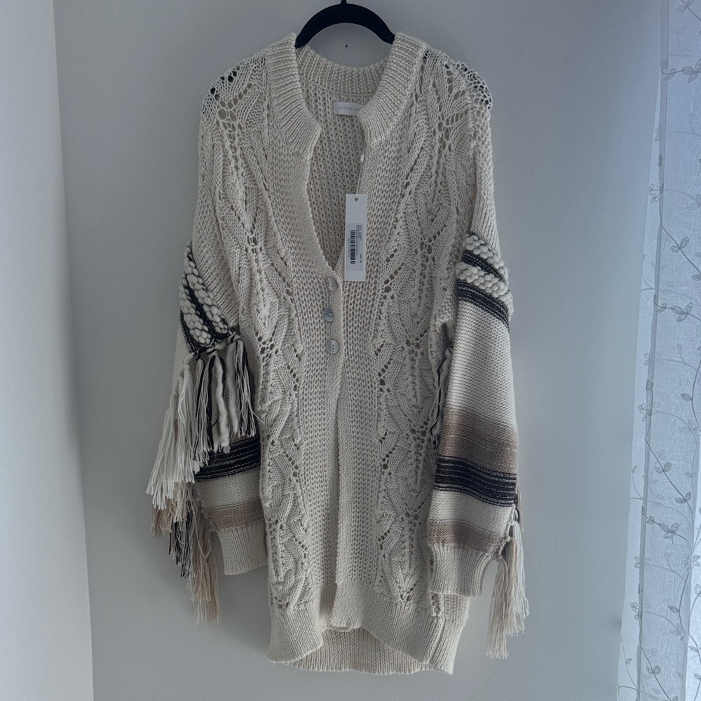 JONATHAN SIMKHAI Junia Patchwork Fringe Cardigan … - image 3